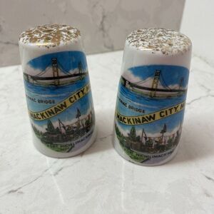 Vintage Mackinaw City & Mackinac Bridge Retro Salt & Pepper Shakers Japan